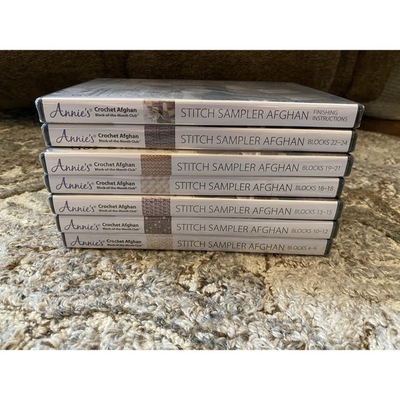 Annie's Crochet Afghan Block Month Club Stitch Sampler 7 DVD NEW Partial Set - Picture 1 of 6